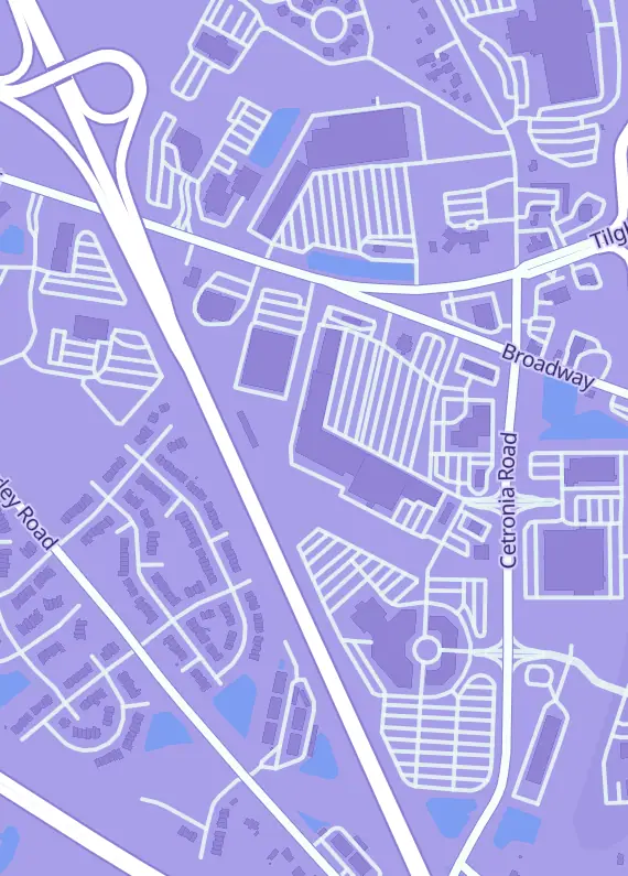 Street map around Cottage Antiques and Crafts, 4636 Broadway, Allentown, PA