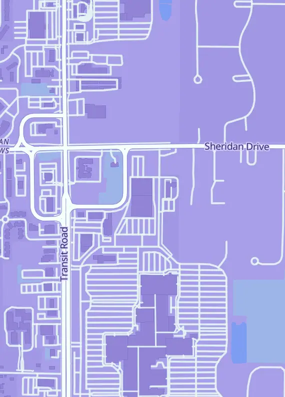 Street map around Dave & Adam's Card World, 8075 Sheridan Dr, Williamsville, NY