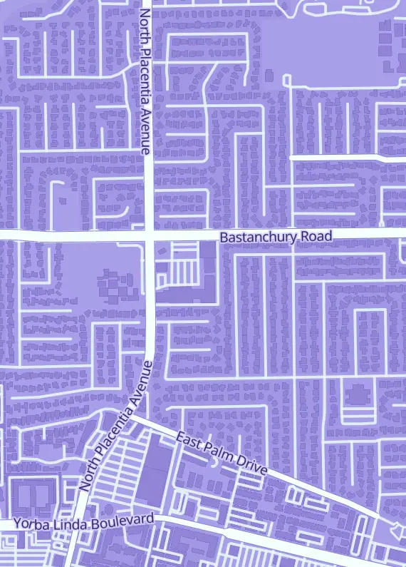 Street map around Diamond 9 Sports, 1850 N Placentia Ave, Placentia, CA