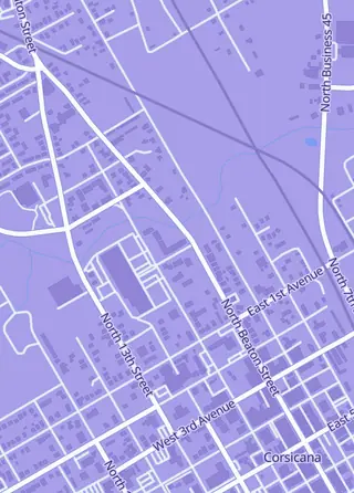 Street map around Dicey Situations Gaming Lounge, Corsicana