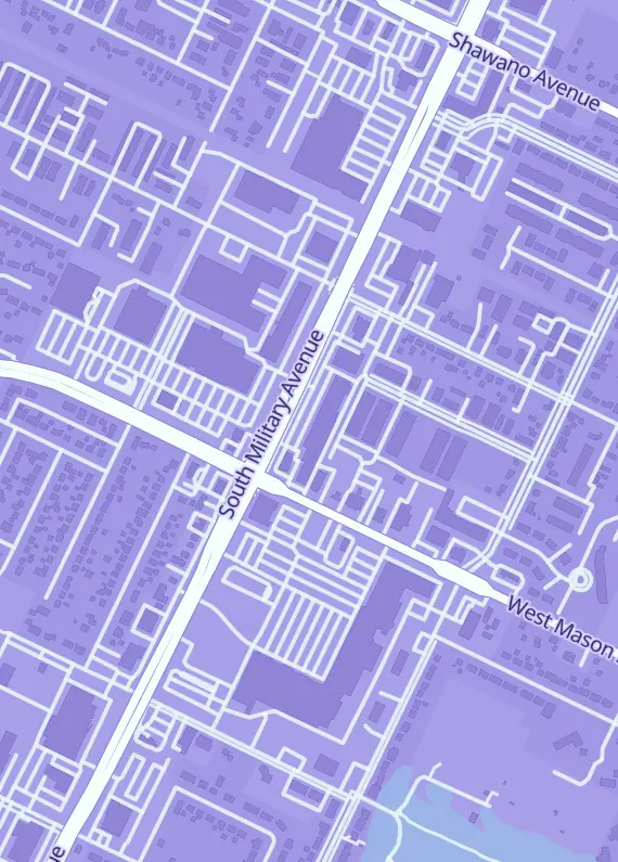 Street map around Don Father Games, 599 S Military Ave, Green Bay, WI