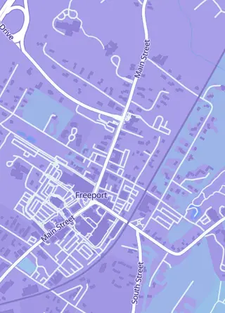 Street map around DotCom Comics and Collectibles, Freeport
