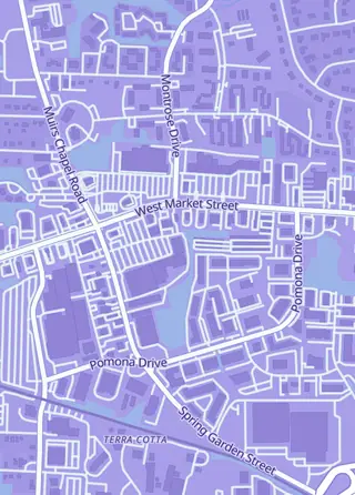 Street map around Dragon's Hoard, Greensboro
