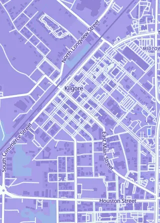 Street map around Dragon's Nest, Kilgore