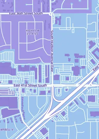 Street map around Dragonslayer Games, Tulsa