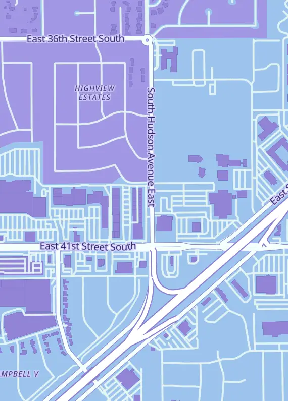 Street map around Dragonslayer Games, 3944 S Hudson Ave, Tulsa, OK