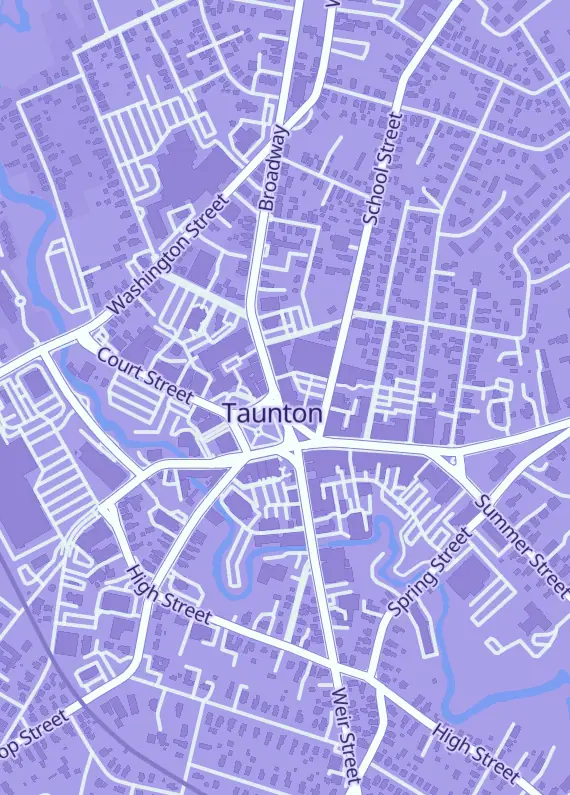 Street map around Dream Collectors, 16 Taunton Green, Taunton, MA