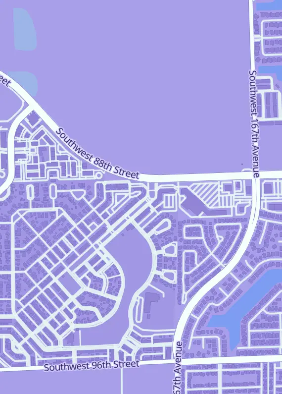Street map around Drop Town Exotics, 16915 SW 93rd St #104, Miami, FL