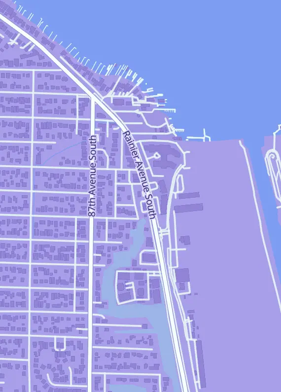 Street map around Drum Island Trading Co., 11613 Rainier Ave S C, Seattle, WA