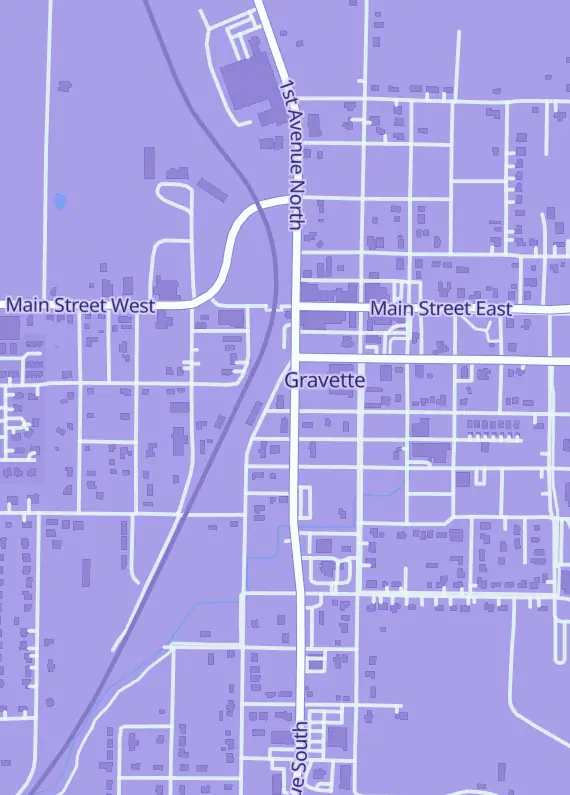 Street map around Duke Cards & Collectibles, 201 1st Ave SW, Gravette, AR