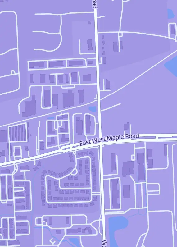 Street map around DX Games and More, 1001 Welch Rd Ste 101, Commerce Township, MI