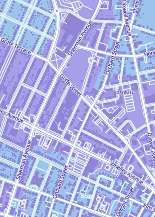 Street map around Elm City Games, New Haven