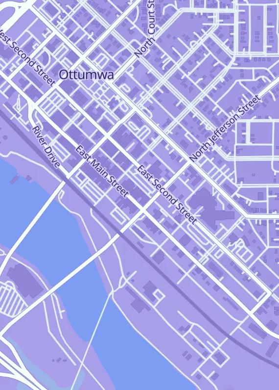 Street map around Empire Cards, 325 E Main St, Ottumwa, IA