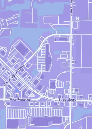 Street map around Empire Game Center, Streetsboro