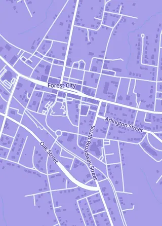 Street map around Empire Gaming, Forest City