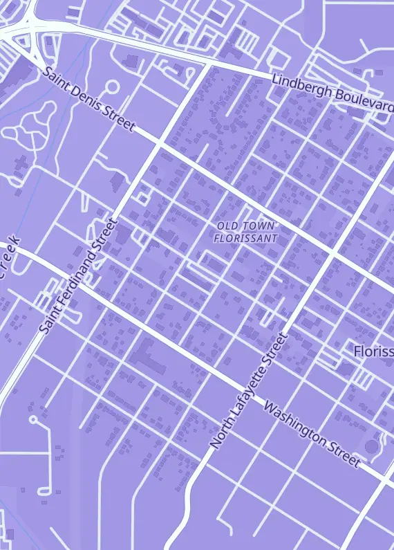 Street map around Endless Comics, Games and Cards, 440a St Francois St, Florissant, MO