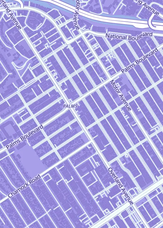Street map around Enter D. Magic, 3532 Overland Ave, Los Angeles, CA