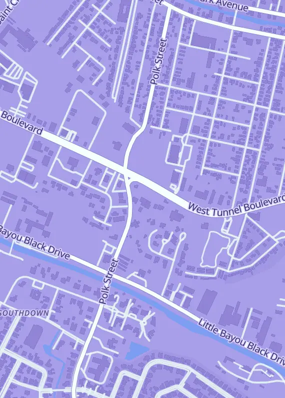 Street map around EoT Games, 1025 W Tunnel Blvd Unit c, Houma, LA
