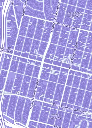 Street map around Evasive Studio, Los Angeles