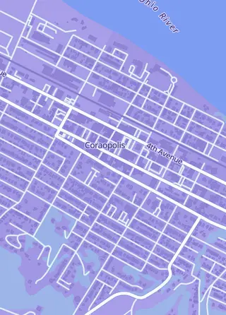 Street map around Fabricator's Forge, Coraopolis