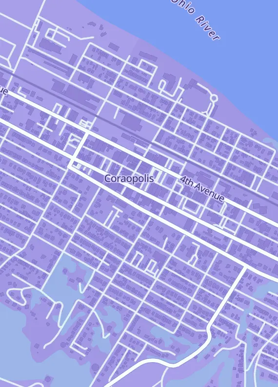 Street map around Fabricator's Forge, 1012 5th Ave 2nd Floor, Coraopolis, PA