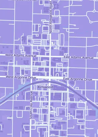 Street map around Fan Cave STL, Kirkwood