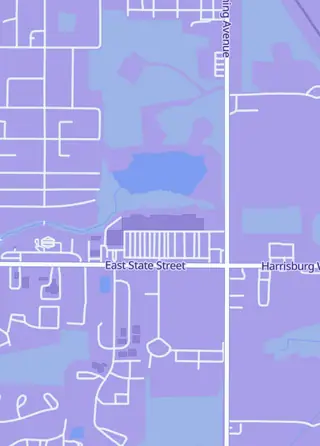Street map around Fandemonia College Plaza, Alliance