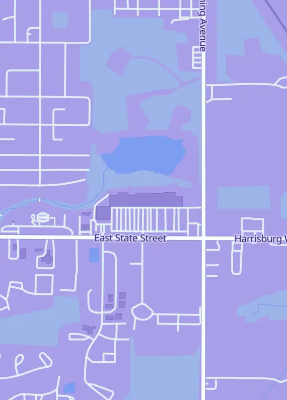 Street map around Fandemonia College Plaza, 1100 E State St, Alliance, OH