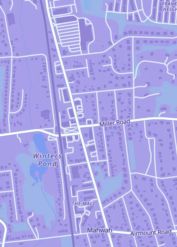 Street map around Fantasy Games, 107 Miller Rd, Mahwah, NJ