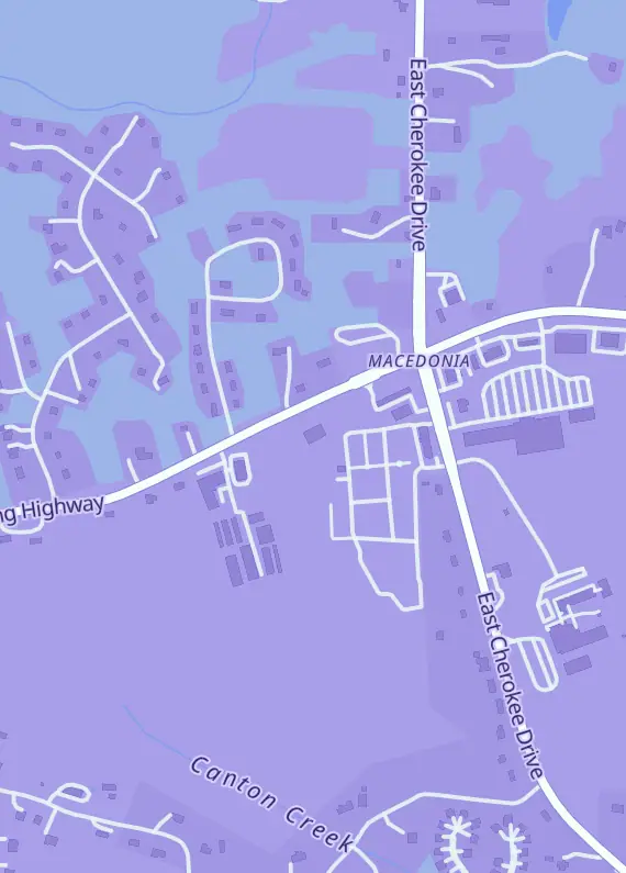 Street map around Field Of Breaks, 7850 Cumming Hwy, Canton, GA