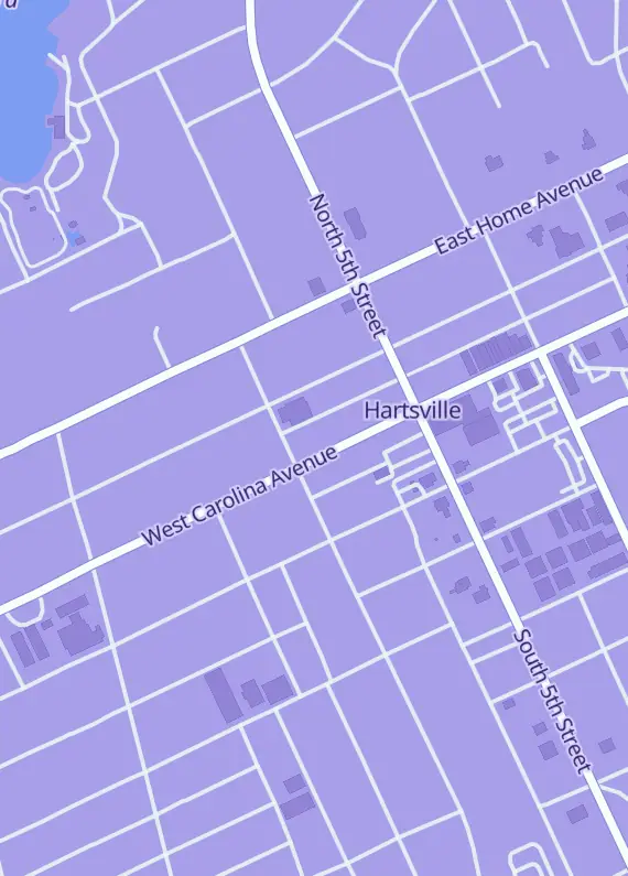 Street map around Firefly Toys & Games, 146 W Carolina Ave, Hartsville, SC
