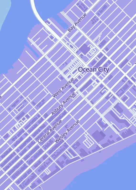 Street map around Flawless Cards N Collectibles, 1028 Asbury Ave Unit A, Ocean City, NJ