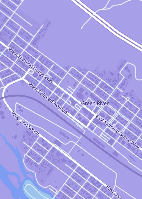 Street map around Fox Fable Haven, 91 W Flaming Gorge Way, Green River, WY