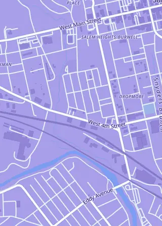 Street map around Frank's Cool Stuff, Salem
