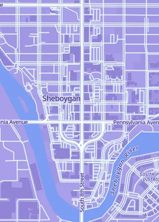 Street map around Freaktoyz, Sheboygan