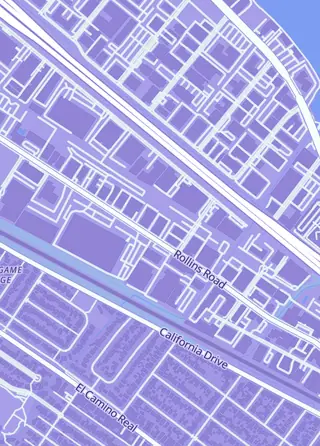 Street map around Fugitive Toys, Burlingame