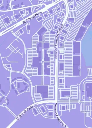 Street map around Full Circle Toys and Games, Newnan