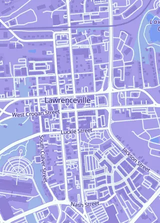 Street map around Galactic Quest, Lawrenceville