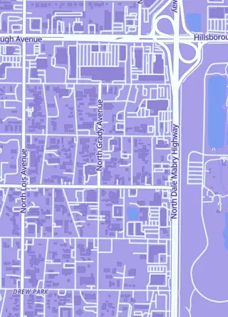 Street map around Gambit Games, Tampa
