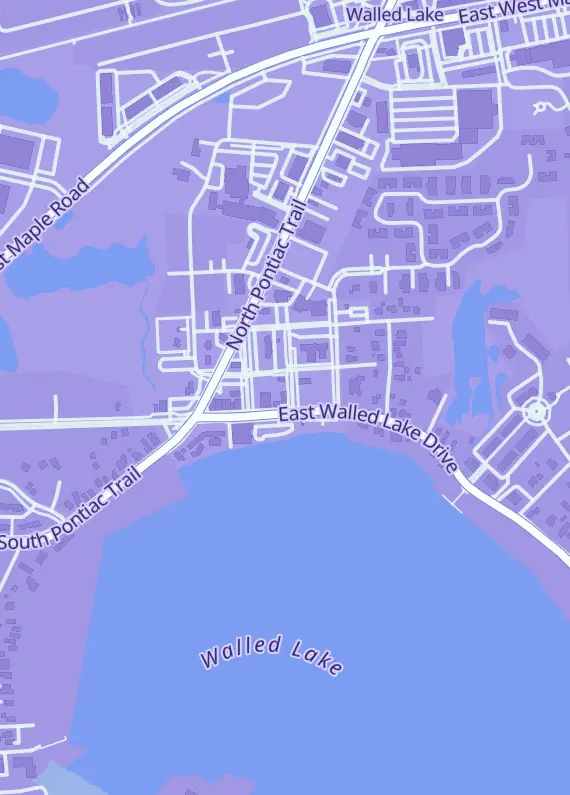 Street map around Game & Company, 239 E Walled Lake Dr, Walled Lake, MI
