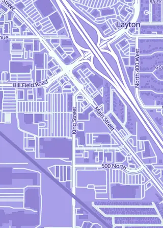 Street map around Game Den - Layton, Layton