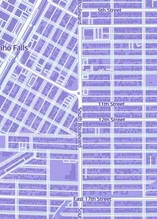 Street map around Gameopolis, Idaho Falls