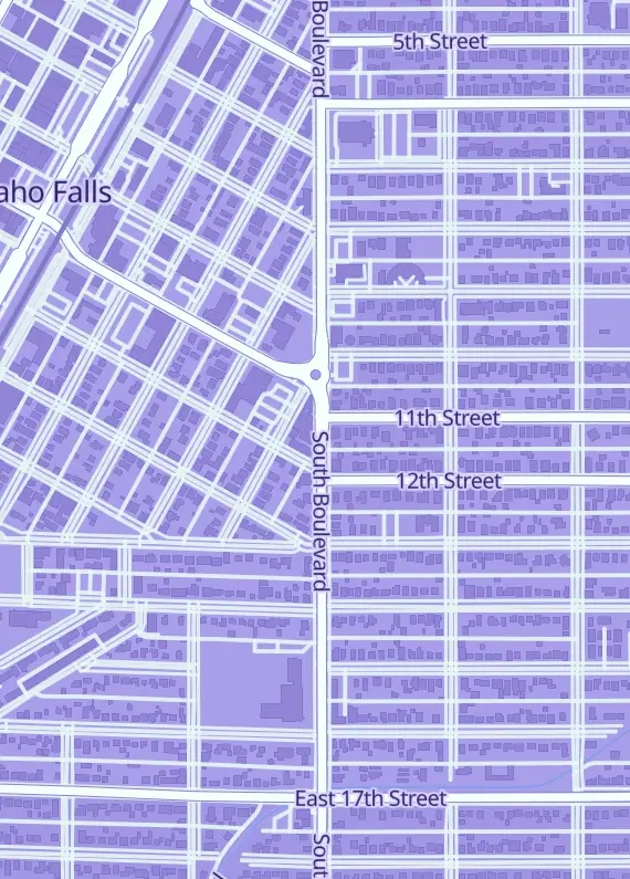 Street map around Gameopolis, 1150 S Boulevard, Idaho Falls, ID