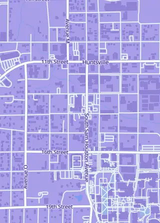 Street map around Gamers Grove, Huntsville