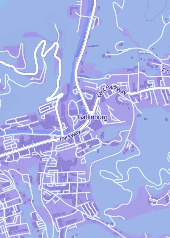 Street map around Gamers Link Gatlinburg, 511 Parkway, Gatlinburg, TN