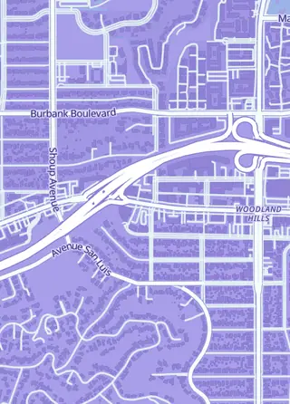 Street map around Gary's Poke Mart, Woodland Hls