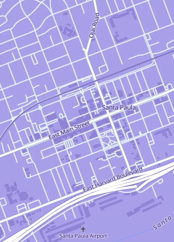 Street map around Gather and Play Cafe, 941 E Main St, Santa Paula, CA