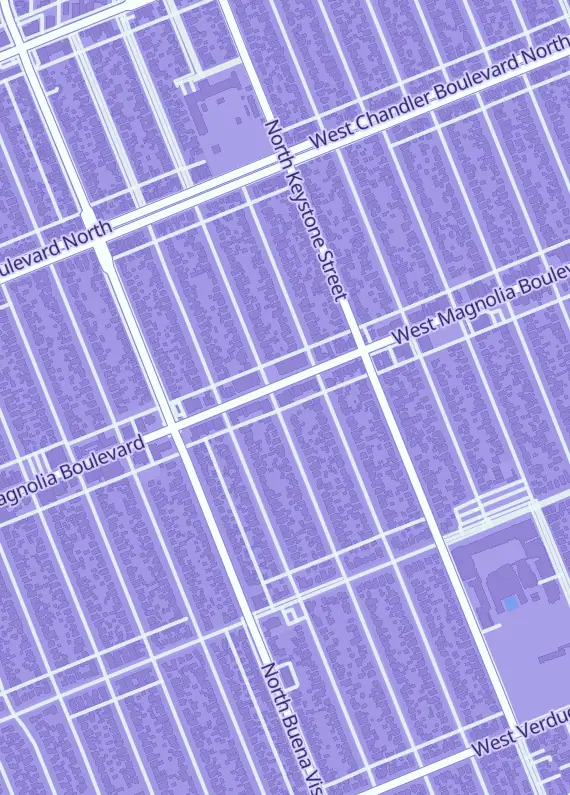 Street map around Geeky Teas & Games, Inc, 2220 W Magnolia Blvd, Burbank, CA