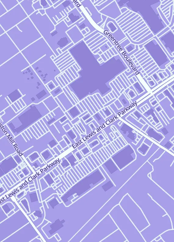 Street map around Glorious Games & Goods, 707 E Lewis and Clark Pkwy, Clarksville, IN