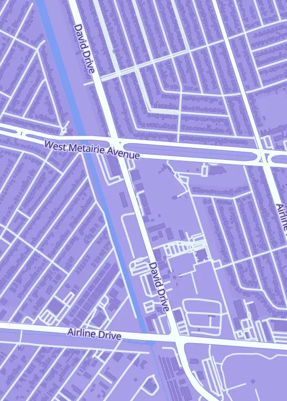 Street map around Go 4 Games Rogue Trader Tournament Series, 701 David Dr, Metairie, LA